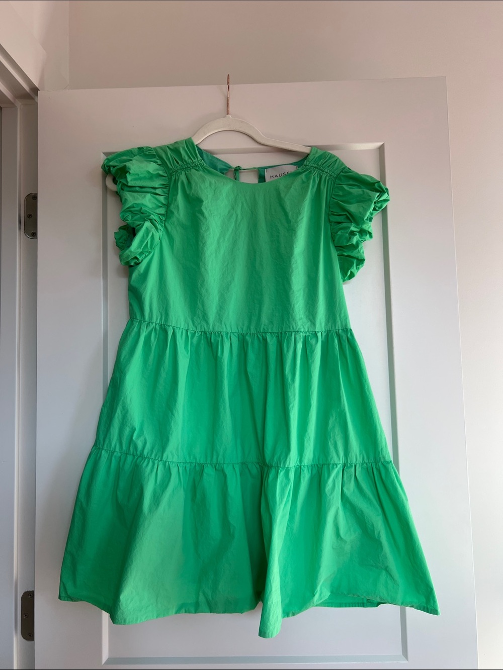 Hausen green cotton poplin swing dress small